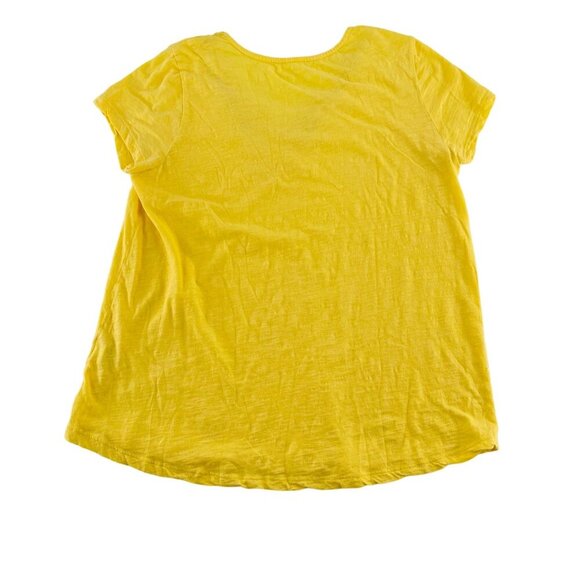 Yellow Soft Surroundings Womens Medium Cotton Top With Lace V-Neck - Picture 5 of 5